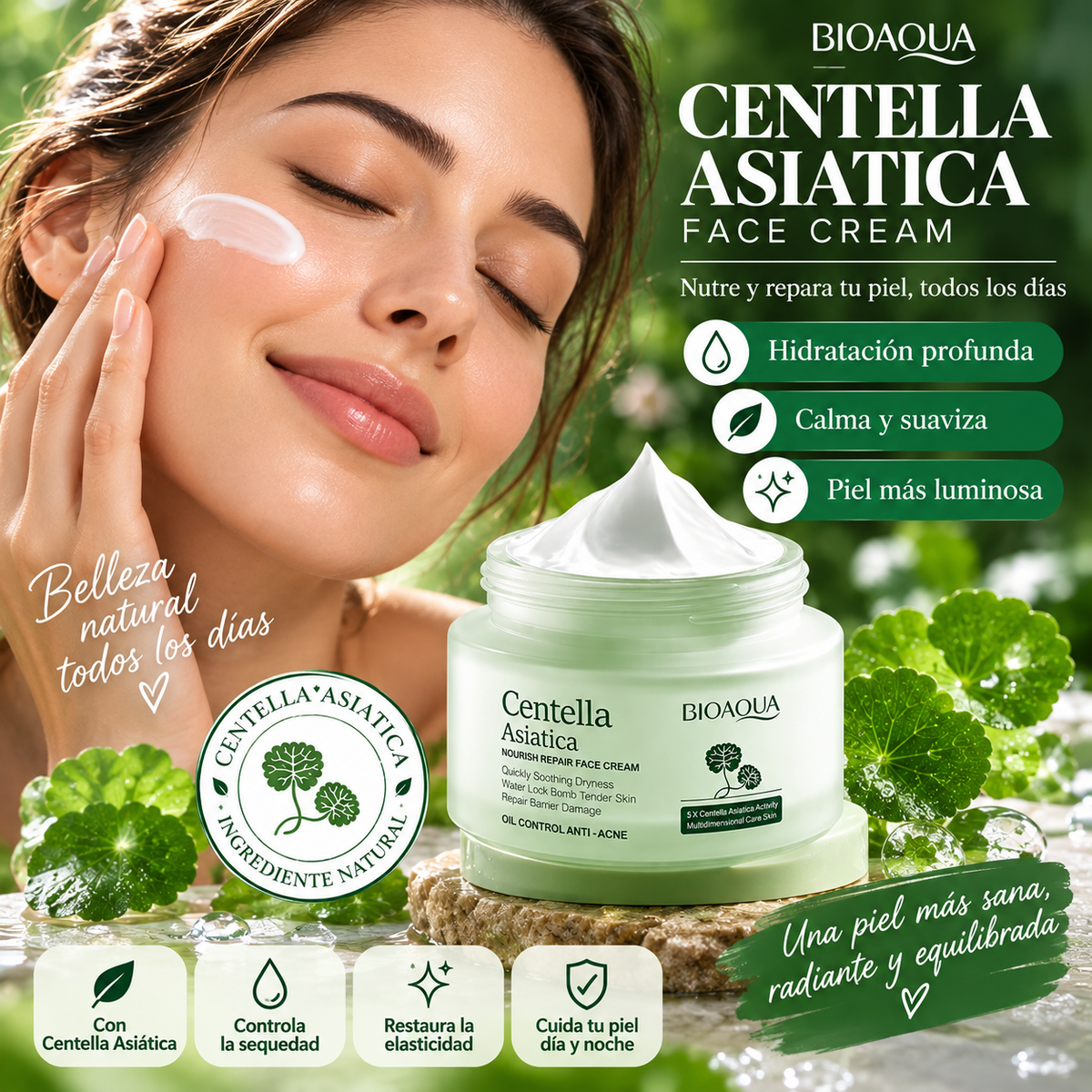 CicaCalm™ Crema Facial de Centella Asiática – Calma, Repara e Hidrata