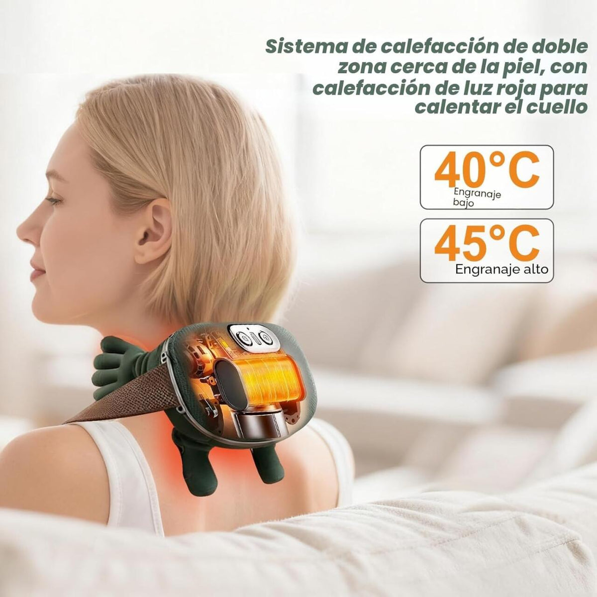 Masajeador cervical 4D con calor RelaxHands