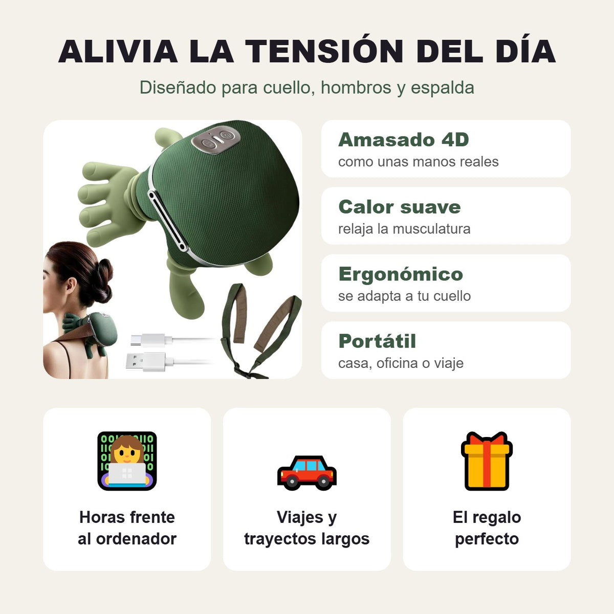Beneficios del masajeador cervical 4D